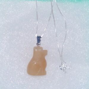 Boho Hippie Aventurine Dog Sterling Silver Necklace 16”